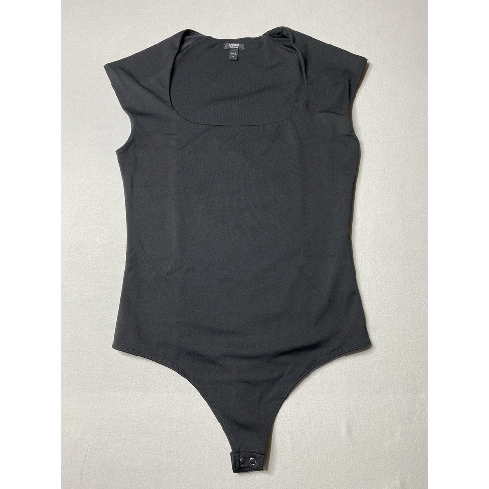 Express Body Contour High Compression Bodysuit Womens M Black Scoop Neck - Picture 1 of 9